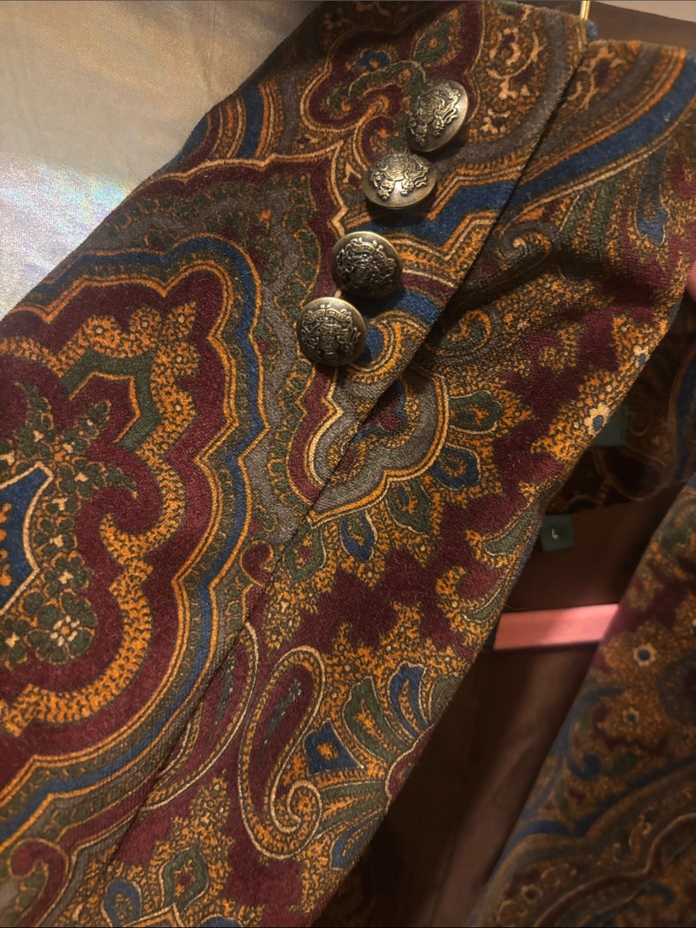Lauren Ralph Lauren Paisley Velvet Blazer in Brown and Blue - Picture 4 of 6